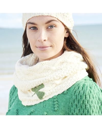 Patrick Francis Cream Aran Shamrock Snood for Women, One Size, Soft Irish Gift3