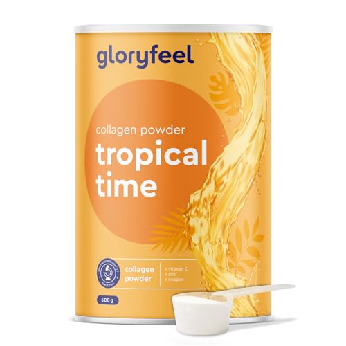 Colágeno en polvo 500g - Péptidos de colágeno patentado: VERISOL®, TENDOFORTE® y FORTIGEL® - Más vitamina C, Zinc y Cobre - 12.500 mg de colageno hidrolizado puro tipo 1 - Sabor tropical