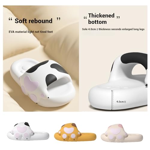 Cat Paw Slides,Women Cute Bathroom Pillow Slides Lightweight Non-slip Thick Sole Couple Shower Slippers Home Slides4
