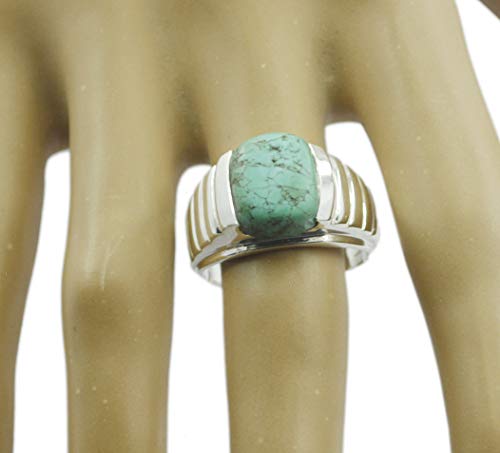 Bague en argent 925 avec turquoise véritable sertie à la main - 2