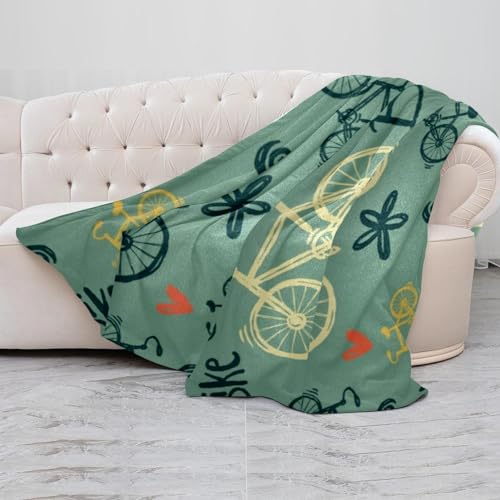 Couverture molleton microfibre vélo rétro 150x200cm pour lit et canapé