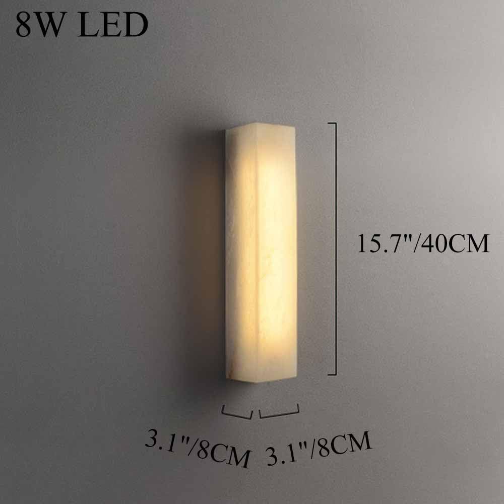 Lámpara de pared de mármol minimalista Aplique de pared de alabastro cuadrado Aplique de pared de piedra de tubo largo Dormitorio Atenuación Iluminación de montaje en pared para sala de estar Restaur