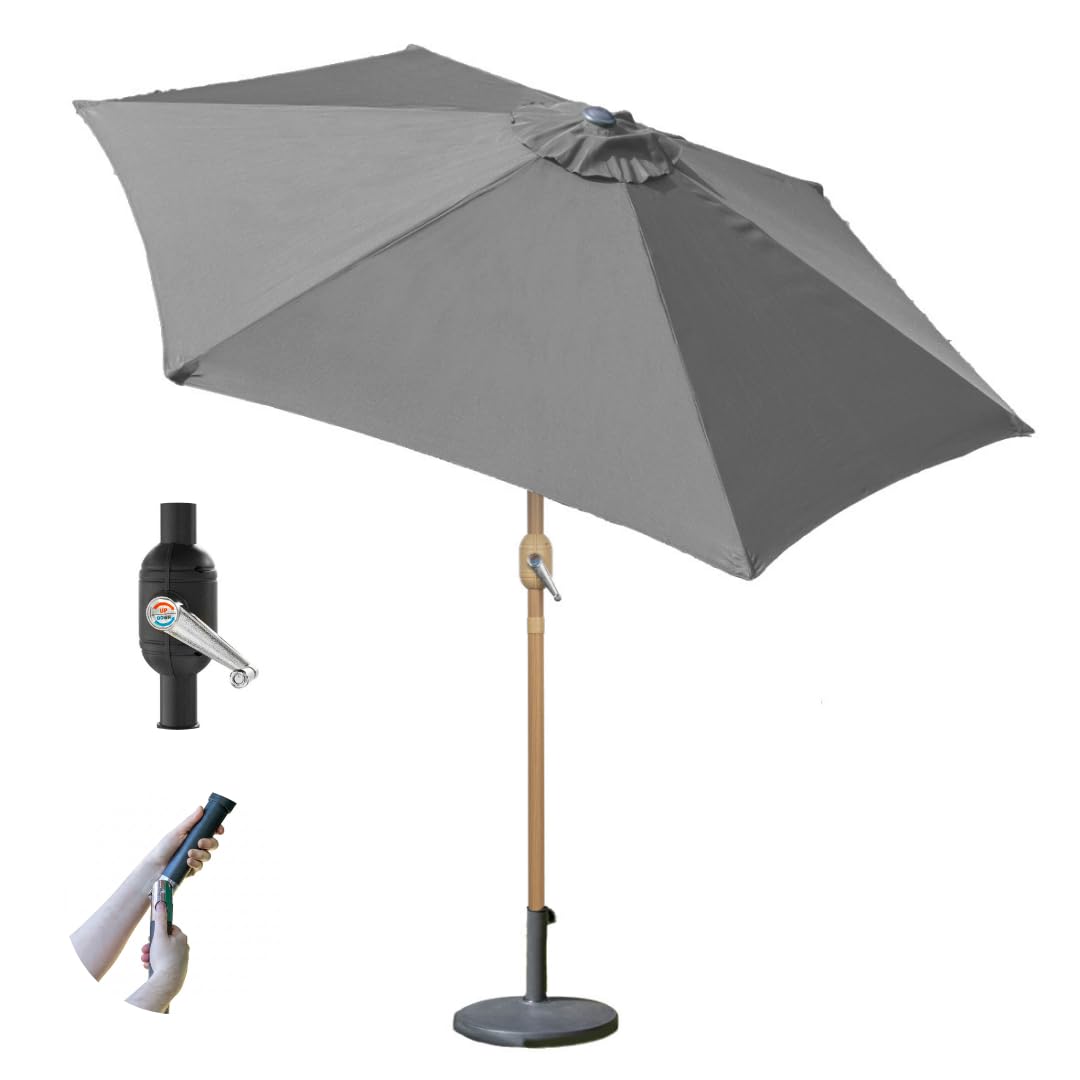 Gardenkraft 2M Outdoor Wooden Effect ParasolDark Grey from B&Q