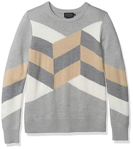Pendleton Women's Geo Merino Pullover Sweater, Light Grey Multi, XL