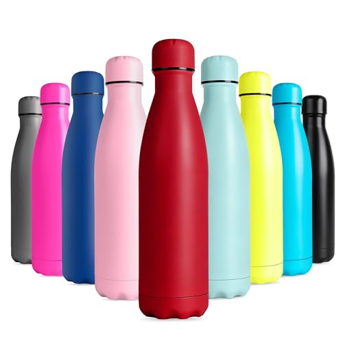 Dc Casa Borraccia Termica 500 ml – Bottiglia Isotermica in Acciaio Inox – Design Colorato e Resistente – Mantiene Caldo e Freddo – Viaggio, Ufficio, Sport, Scuola, Tempo Libero (Rosso)