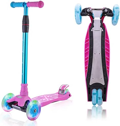 3 Wheel Scooter for Kids, Kids Scooter with Light Up Wheels, Sturdy Deck Design, and 4 Height Adjustable Suitable for Kids Ages 3-12