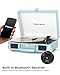 Bluetooth Suitcase Record Player with Built‑in Speakers, Bass & Treble Control, 3‑Speed Belt‑Drive Turntable with Auto‑Stop, Portable Vinyl Player for 33 45 78RPM LPs, Blue