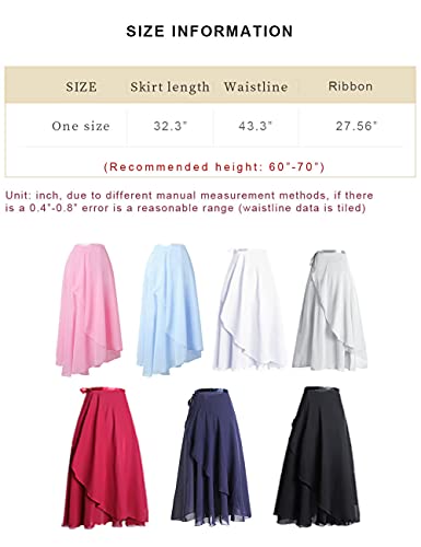 Ballet Wrap Skirt Women Chiffon Long Sheer Dance Skirts With Tie Waist Black #TOP2