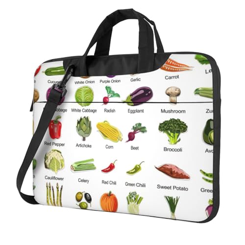 Funda para laptop con correa de hombro y estampado de verduras para hombre y mujer