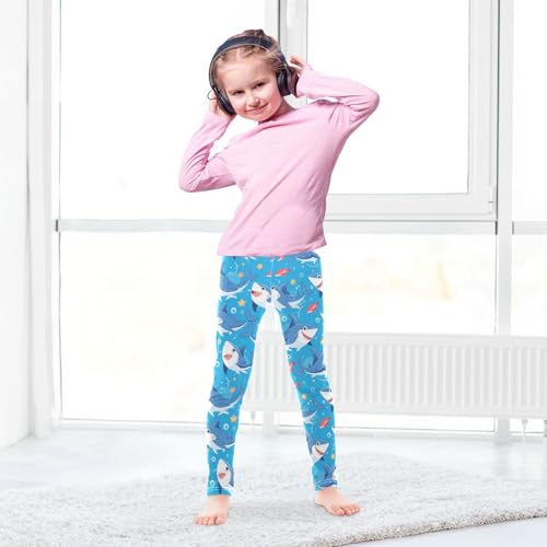 Little Sharks Girls' Leggings Toddler Doodles Cute Kids Yoga Pants Dance Active Tights 4T4