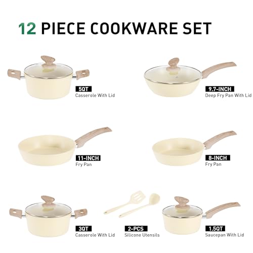 Image of MAISON ARTS 12 Piece Kitchen Cookware Sets, Pots and Pans Set Non Stick