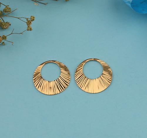 1 Micron 22K Gold Plated Nattiyan Earrings For Men's Panjabi Boy | Gold Plated Brass Material Golden Hoop Studs Earrings Bali For Mens Fashion's