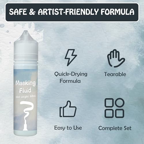 INNOVAYOU Blaue Abdeckflüssigkeit für Aquarellmalerei, 120 ml, beständige Tinte und Gießfarbe, Aquarell-Abdeckflüssigkeit hält Bereiche farblos und Kanten scharf