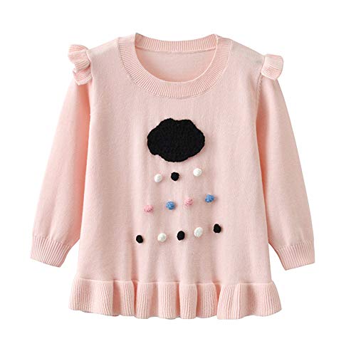 Kids Girls Black Clouds Rains Pullover Sweater Long Sleeve Crew Neckline Cotton Sparkle Ruffle Pink Sweater 6M-3Y