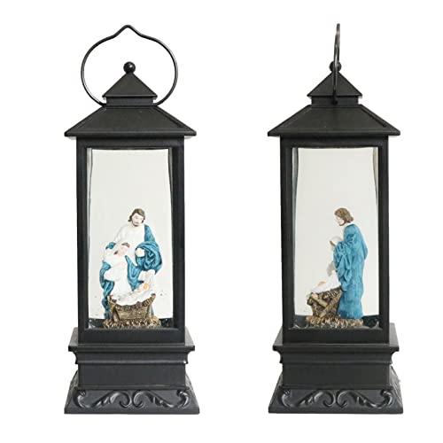 Image of Eldnacele Jesus Singing Snow Globe Lantern with 6 Hour Timer | Battery Operated USB Powered, Spinning Water Swirling Glitter Snow Globe Lamp, Holiday Indoor Decoration Christmas Gift