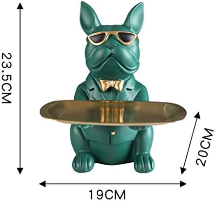 ホームルーム 装飾 置物 クール ブルドッグ 彫刻 テーブル 装飾 モダン 多機能 デスク 収納 像 装飾 貯金箱 (色: 青) (