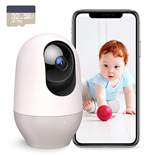 nooie 5G Babyphone mit SD-Karte, 2K Babyphone mit Kamera WiFi Haustierkamera, kabellose 360-Grad IP-Kamera, Bewegungsverfolgung, Super IR Nachtsicht, funktioniert mit Alexa, Zwei-Wege-Audio