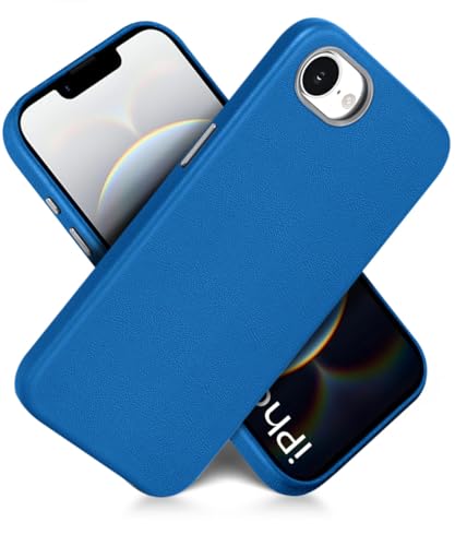 Image of WOW IMAGINE Back Cover for iPhone 16e | iPhone 17e | Shockproof Tough Leather Texture Hard Mobile Case | Ultra Slim Non-Slip Grip | Inner Velvet Fabric | Metal Camera Ring - Blue