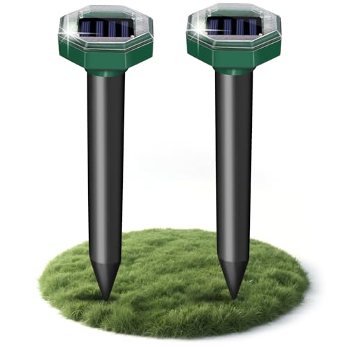 2025 Ahuyentador de Topos, Ahuyentador de Topos con Vibración y Ultrasonidos, Apto para Mascotas, Repelente Eficaz para Topos, Ratones, Serpientes y Roedores de Jardín.