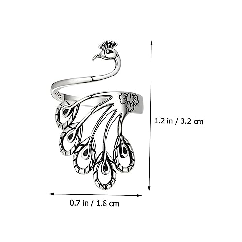 Bague animalière paon ajustable taille unique style rétro - 7