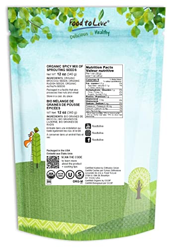 image for Food to Live Organic Spicy Mix of Sprouting Seeds, 12 Ounces — Non-G