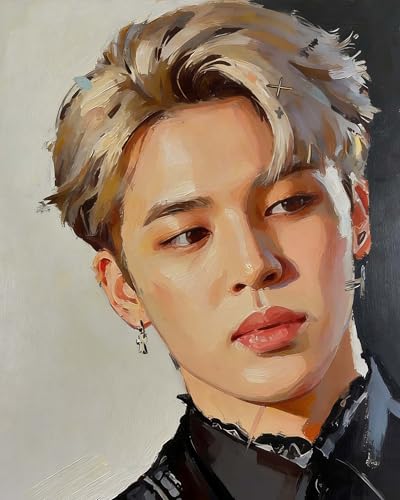 BDYLYS BTS Jimin Pintura por números – Pintura por números con pinceles y pinturas acrílicas para principiantes y creativos, K-Pop Fanart decoración de pared regalo para ARMY