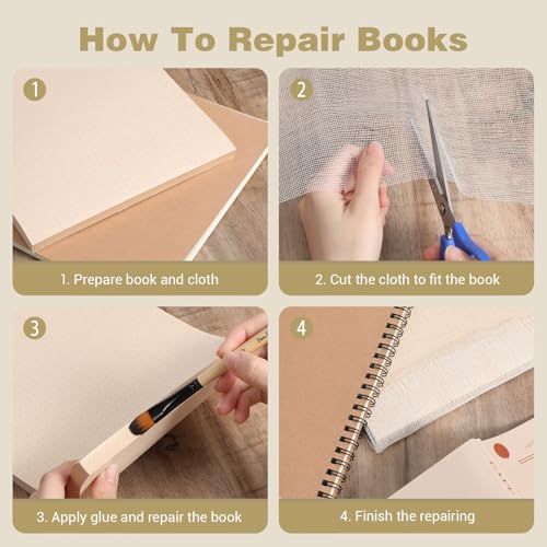Buchbindertuch, 99 x 114 cm, 2 Blatt Buchbindetuch Textil Gewebeband für Buchreparatur Buchbinderleinen buchbinden zubehör Baumwollgaze Stoff Buchbinderbedarf für Buchbindeanfänger