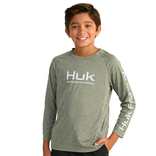 Image of HUK Boys Pursuit Solid Long Sleeve Shirt, Fishing Shirt for Kids