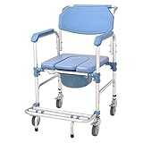 MYOYAY Bedside Commode Chair Lightweight Rolling Shower Chair Transport Wheelchair Accessibility...