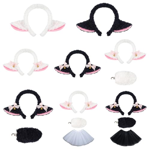 Schaf, Tierkostüm, Zubehör, Stirnband, Schwanz, Rock, Halloween, Lamm, Outfit für Damen, Mädchen, Halloween, Cosplay, niedliches Schaf-Stirnband, Schwarze Ohren ohneB, One size