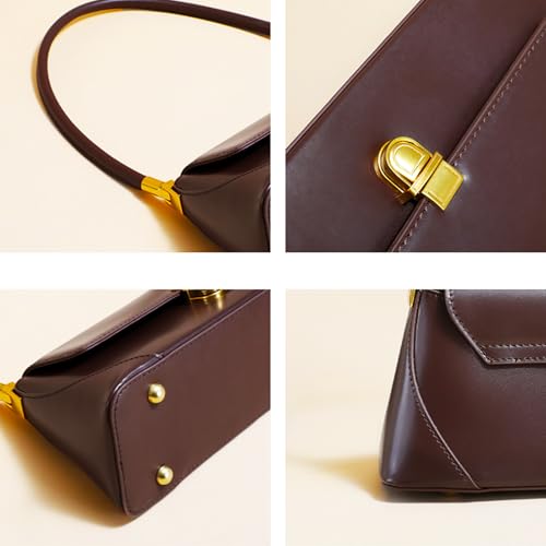 Kleine Damen Umhängetasche Vintage Braune Handtasche y2k Umhängetasche Kleine Pu Leder Clutch Tasche – Bild 5