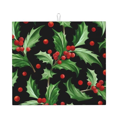 台所水切りマットメリークリスマス 速乾吸水マット 食器乾燥マット 丸めて収納 皿置き 速乾性 耐油性 抗菌 消臭 お手入れ簡単 大判 衛生 防カビ 丸めて収納 滑り止め 棚シート46*41cm