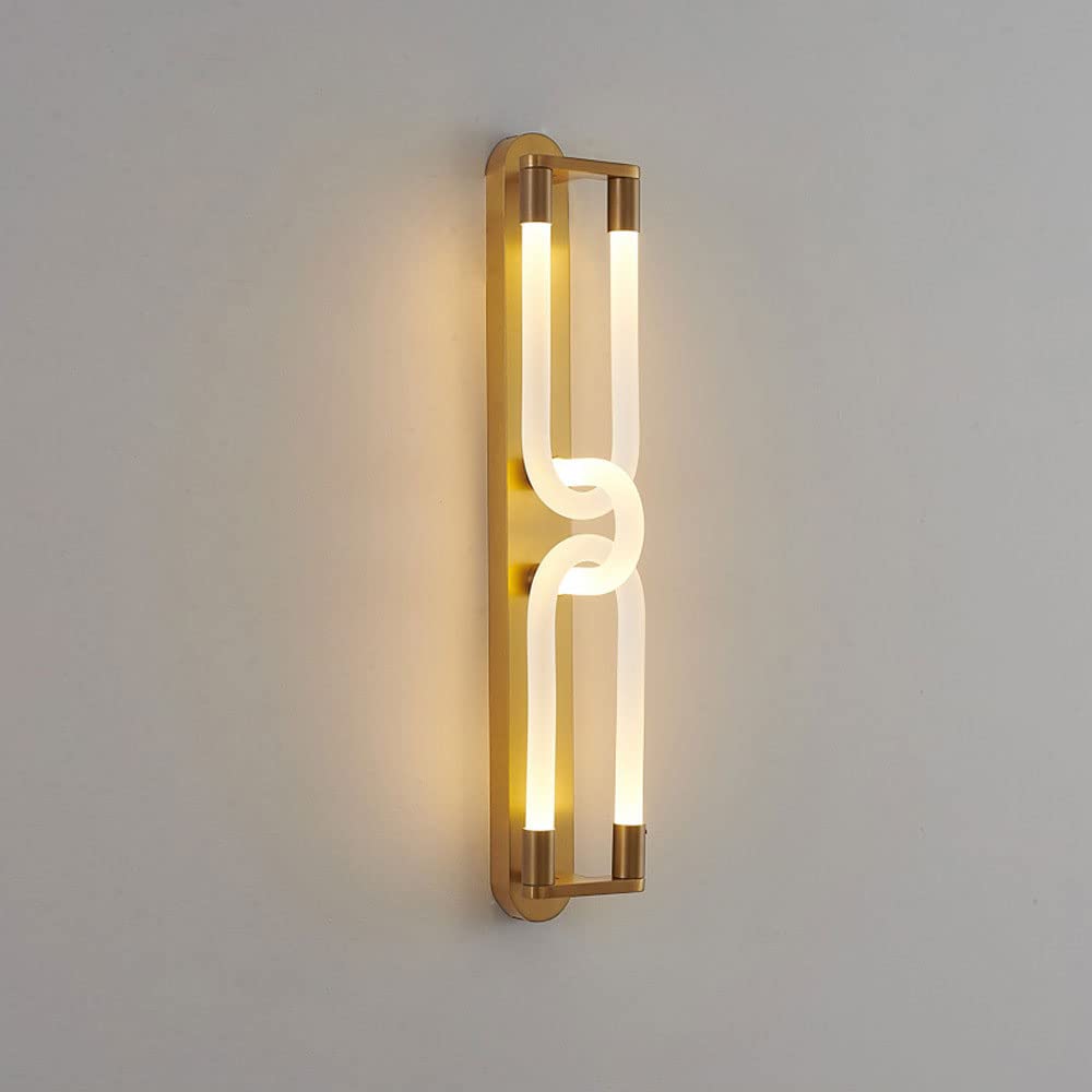 JYBNBBE Gold Led Wall Sconce Postmodern Long Tube Wall Lamp Antique Brass Art Wall Light Fixture 14W, 60Cm Rectangle Long Wall Sconces for Living Room Hallway Aisle Hall Home Dec,6000K White Light