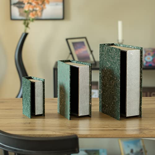 Green Set Of 3 Velvet Vintage Storage Wooden Antique Classic Decorative Book Box Holder #TOP5