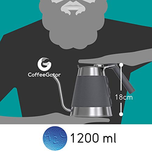 Schwanenhals-Wasserkocher mit Thermometer -1.6 L Premium-Edelstahl-Wasserkocher, Herdplatte, mit Präzisions-Tropfauslauf, für Filterkaffee… – Ansicht 2