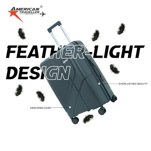 Image of AMERICAN TRAVELLER Poineer Trolley Bag | Large Polypropylene Hardshell | Large Polypropylene Hardshell, Expandable, 8 Disc Wheels, TSA Type Lock