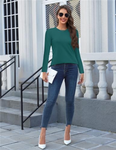 Image of YUCOLEN Long Sleeve Shirts for Women Cotton Crew Neck Casual Tops Fall
