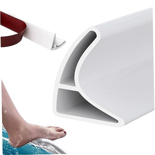 Barrera de agua de ducha 157.48 pulgadas Umbral de ducha en forma de U Cuttable Agua flexible Presa Autoadhesiva Puerta de ducha a prueba de sellado Fello de sellado para baño de cocina, umbral de du