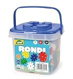 Lena 35820 Rondi 25 Eimer Konstruktionsspielzeug ab 3 Jahren - 550 x Steckbausteine, Kinder Bauset für kreatives Spielen, REGT die Fantasie an und schult Motorik
