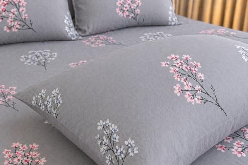 Image of Castiqa Elastic Fitted Supersoft Premium Polycotton 200TC King Size Bedsheets with 2 Pillow Covers (Fits Upto Mattress of 8Inches) (Light Gray, Full 72x78x8Inch)