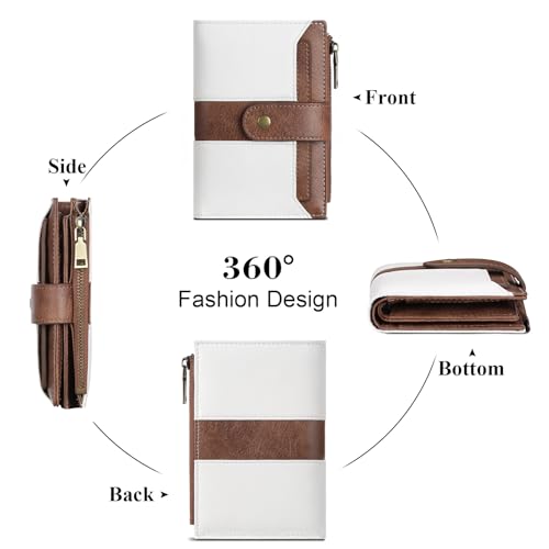 Image of SENDEFN Small Wallets for Women Leather Bifold Compact RFID Blocking with ID Window