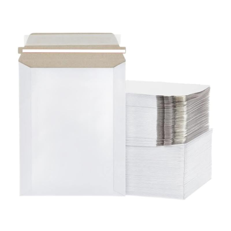 500 Pack 6x8 White Rigid Stay Flats Self-Seal Cardboard Envelope Mailers 6