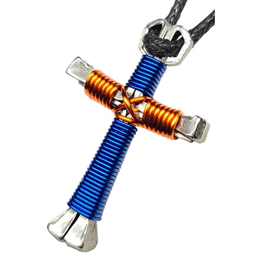 Multi-Colored Horseshoe Nail Crosses - You Pick Colors! (Blue & Orange)2