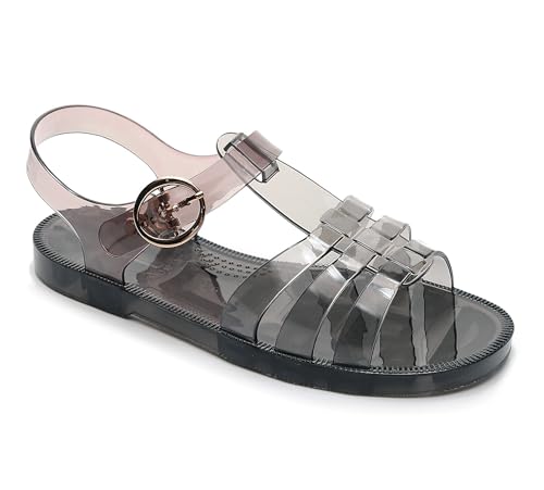 Image of Toddler Sandals Jelly Shoes Girls Unisex Boy Flat Retro Slides Clear Kids Water Slippers Slingback Summer Beach Size 8 Adjustable Buckle Glitter Dress Soft