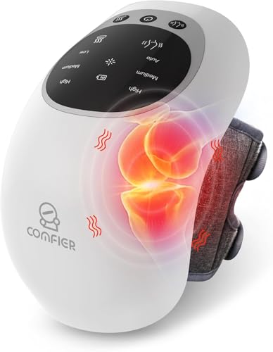 COMFIER Cordless Knee Massager with Heat Upgraded Heated Knee Brace with 18.9 Inch Knee Straps Rechargeable Knee Massager with Large LED Screen Gift for Dad Mom Women Men