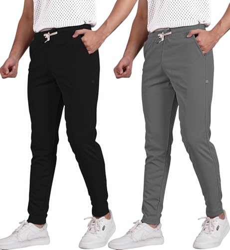 Image of Septem Men's Cotton Blend Track Pants for Active Lifestyles, Stylish Design Comfortable and Versatile Active Wear Combo Pack of 2|81