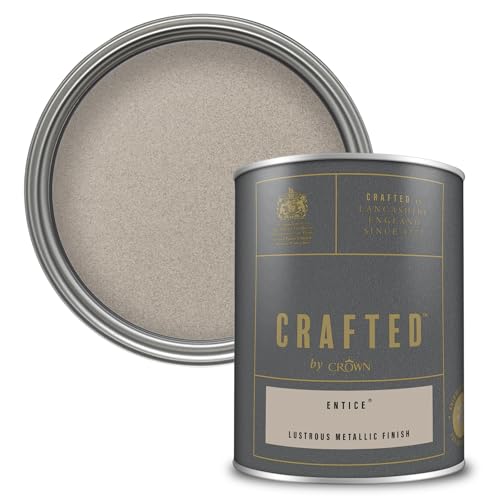 Image of Crown CRAFTED Entice Metallic Paint - Champagne Metallic Paint for Walls and Wood - Shimmer Feature Wall Paint - Water Based, Multi Surface Paint - 1.25L