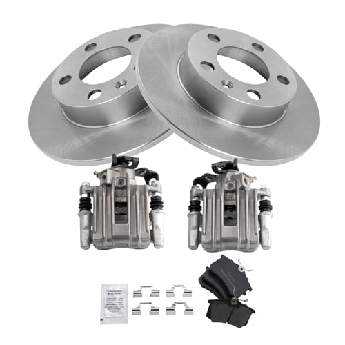 Image of TRQ Rear Brake Pad and Rotor Set Ceramic Solid Rotors Calipers | For 2007-2010 Volkswagen Beetle