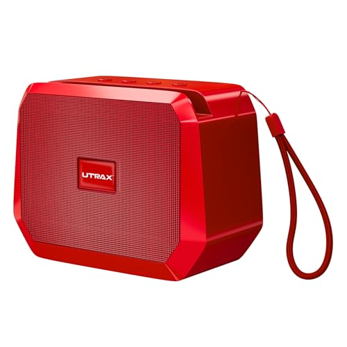 Image of UTRAX Mini Go 10W Bluetooth Speaker with 8 Hours Playtime | High Bass Portable Mini Speaker | Bluetooth 5.3 | USB Drive Support | Type-C Fast Charging | Red