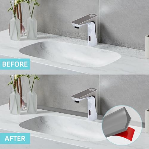 Image of Shower Threshold Water Dam,Walk in Shower Water Guard, Shower Dam Water Barrier Bathroom Sink Splash for Dry And Wet Separation Caulk Seal Strip Edge Trim (78Inch, Gray)